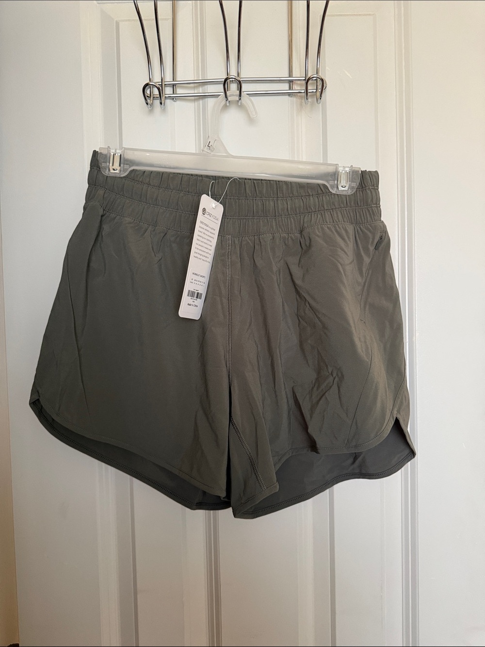 Women's Grey Sage CRZYOGA Athletic Shorts